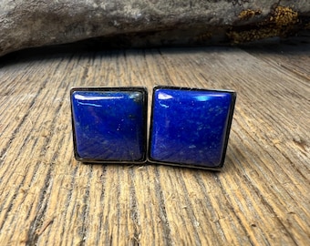French Cufflinks: AAAAA Royal Afghany Lapis Lazuli, 16/18 mm, square