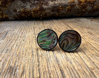 French Cufflinks: Paua Abalone, 16mm, round