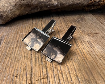 10 Tie clips, findings, Square tray , bezel, 22 mm