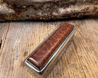 Wood/Wooden lipstick case/Keepsake container: AAAAA Gallery grade Surinam Snake wood