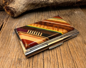 Wood/Wooden Wallet/ Credit Card/ Business Card Case: Natural and colored exotic woods, RFI proof