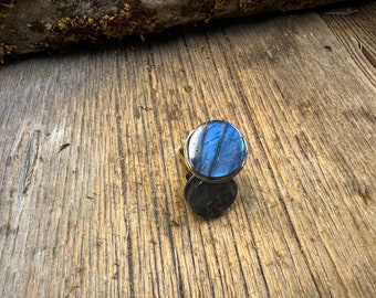 French Cufflinks: AAAA Blue Fire Labradorite,  16 mm round