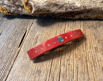 Wood/ Wooden Hair Barrette/ Hairclip: AAAAA  Exibition grade “Watermelon “ Pink Ivory ( Large)
