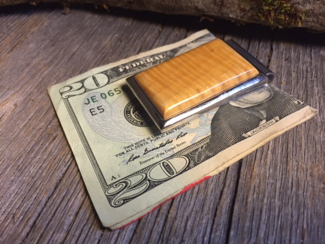 Wood/ Wooden Money Clip Curly Maple Etsy