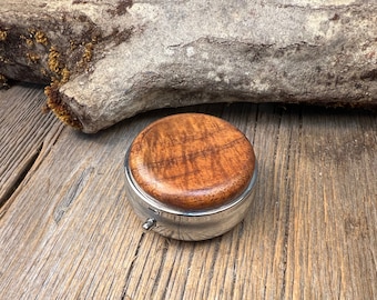 Wood/ Wooden Pill box/ case: AAAAA Gallery grade Hawaiian Curly Koa wood, 3 Compartments, 1 Compartment