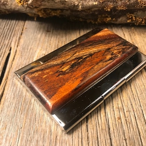 Bois/carte de visite en bois/étui pour carte de crédit/porte-cartes : AAAA Gallery grade Antique Spalted Florida Mahogany