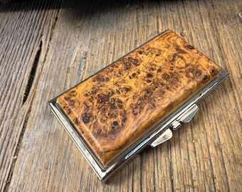 Wood/ Wooden Pill box/ Keepsake box: AAAAA Spalted Birdeye Maple Burl, 6 partitions, 2 partitions, 1 compartment