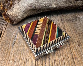 Wood/Wooden Pill box/Keepsake container/Make up container,Kunterbunt delux,Various Natural Exotic and colored woods