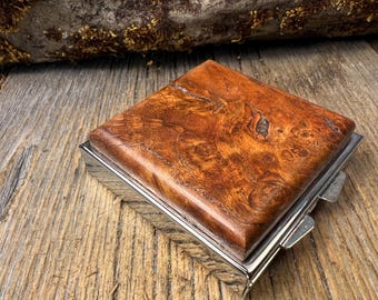 Wood/ Wooden Pill box/ Keepsake container: AAAA Gallery Grade Spalted Mango Burl, 4 partitions, 1 compartment