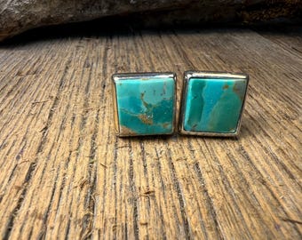 French Cufflinks: Arizona Turquoise, 14/17mm, square