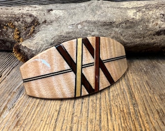 Wood/ Wooden Barette/ Hairclip: AAAAA Gallery Grade Curly Maple ( Medium)