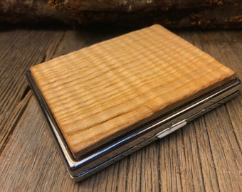 Wood/ Wooden ,Business/ Credit card,Wallet, Medicinal Herb/ Cigarette Case: Rustic hand rived curly Ash