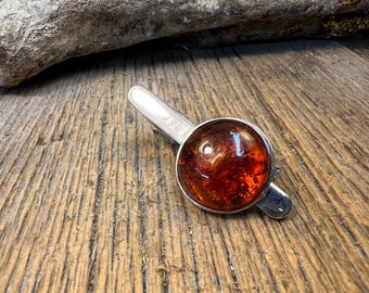 Tie clip: Baltic Amber 20 mm (round)