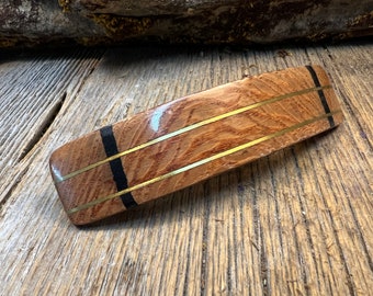 Wood/Wooden ooden Hair Barrette/ Hair clip: Lacewood (Medium)