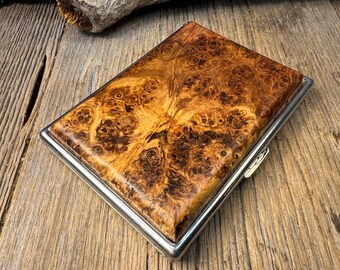 Wood/ Wooden ,Business/ Credit card,Wallet, Medicinal Herb/Cigarette Case: AAAAA Gallery grade Spalted Big leaf Birdseye Maple  Burl