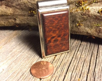 Wood/ Wooden Money Clip: Snakewood (Chromed Steel)