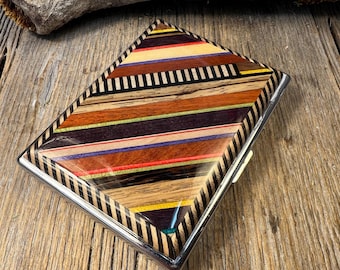Wood/ Wooden ,Business/ Credit card,Wallet,  Medicinal Herb/Cigarette Case: "Kunterbunt" mixed doestic and exotic woods