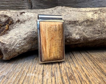 Wood/ Wooden Moneyclip: Spalted maple (Chromed Steel)