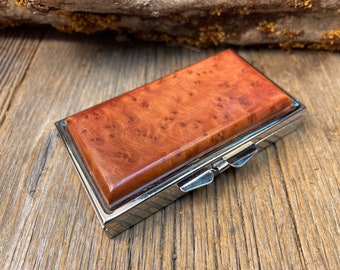 Wood/ Wooden Pill box/ Keepsake container:Highly Aromatic AAAAA Gallery grade Morrocan Thuja Burl, 1 Compartment, 6 partitions, 2 partitions