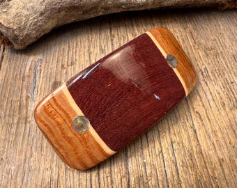 Wood/ Wooden Hair Barrette: Purple heart/ Curly Maple (Medium)
