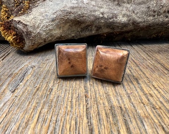 Wood/ Wooden French Cufflinks: AAAA Gallery grade Morrocan Thuja Burl, square, 16/18mm