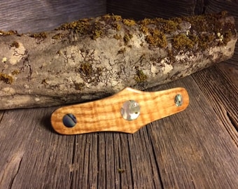 Wood/ Wooden Hair Barrette: Curly Maple (Large)