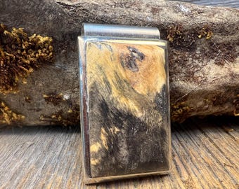 Wood/Wooden Money clip: AAAAA Gallery grade Spalted Hack berry