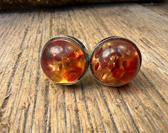 French Cufflinks: Baltic Lemon Amber, 16 mm round