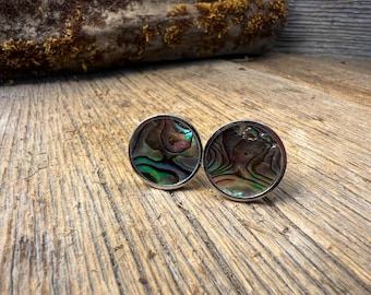 French Cufflinks: Paua Abalone, 16 mm, round