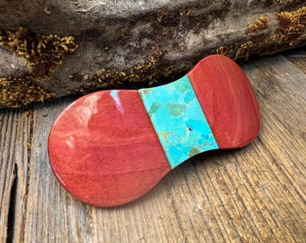 Wood/ Wooden Hair Barrette/ Hairclip: AAAAA  Exibition grade “Watermelon “ Pink Ivory ( large)
