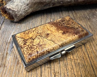 Wood/ Wooden Pill box/ Keepsake container: AAAAA Spalted Maple Burl, 6 partitions, 2 partitions, 1 compartment