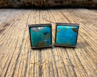 French Cufflinks: Arizona Turquoise, 14/17mm, square