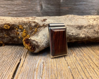 Wooden money clip: Rosewood, chromed steel