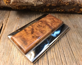 Wood/ Wooden Business /credit card case/holder: Highly aromatic Gallery Grade AAAAA Moroccan Thuja Burl