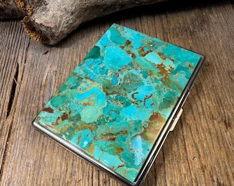Arizona Turquoise ,Business/ credit card case, medicinal herb/ cigarette vase