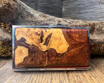 Wood/ Wooden  Pill box/ Keepsake container: AAAAA Amboyna Burl, 6 partitions, 2 partitions, 1 compartment