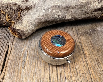 Wood/ Wooden Pill box, keepsake case: Mexican Coco Bolo, 3 Compartments, 1 Compartment