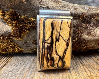 Wood/ Wooden Money clip:  AAAAA Spalted Tamarind ( Chromed Steel)