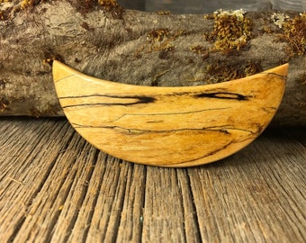 Wood/ Wooden Hair Barrette: Spalted Maple (medium)