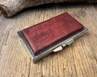 Wood/ Wooden Pill box/Keepsake container: AAAAA Gallery Grade Purple Heart, 6 partitions, 2 partitions, 1 compartment