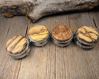 Wood/ Wooden Pill / Keepsake / Medicinal Herb container, 3 partitions, 1 compartment