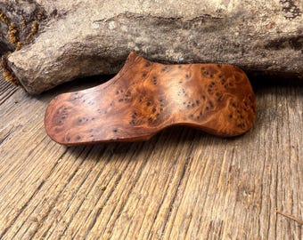 Wood/ Wooden Hair Barrette: AAAAA gallery grade Moroccan Thuja Burl (Medium)