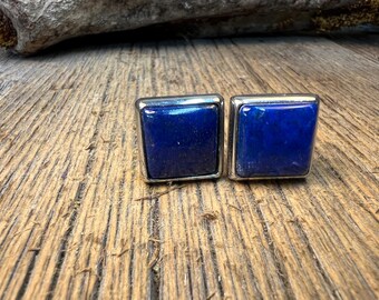 French Cufflinks: Royal Blue Afghani Lapis Lazuli, 14/17 mm, square