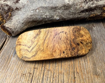 Wood/ Wooden Hairbarrette: AAAAA Gallery Grade Spalted Birdseye maple Burl, Large