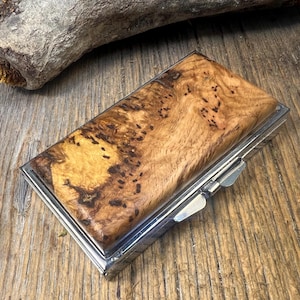 Wood/ Wooden Pill Box: Very rare AAAAA Gallery grade Louisiana Live Oak Burl,  1 compartment, 6 partitions, 2 partitions