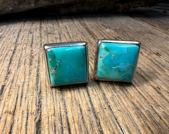 French Cufflinks: Arizona Turquoise, 14/17mm, square