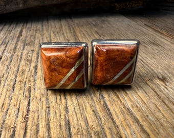Wood/Wooden Cufflinks:AAAA Gallery grade  Madrone  Burl, 14/17mm, square