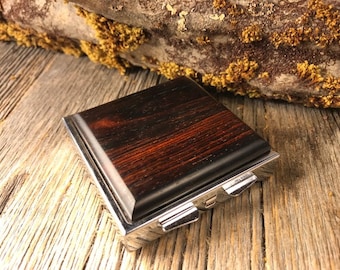 Wood/ Wooden Pill box/ Keepsake container: AAAA Coco Bolo , 4  partitions, 1 compartment