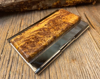 Wood/ Wooden Credit Card/Business Card case/ holder: AAAAA Gallery grade Spalted Birdseye Maple Burl