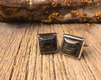 Wood/ Wooden French Cufflinks: Black Palm, square, 14/17 mm